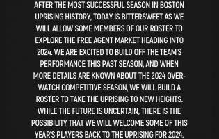 Boston Uprising prescinde de la mayoría de sus jugadores en la Overwatch League